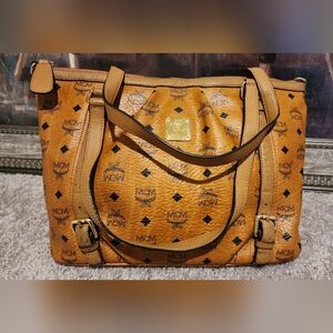 MCM Cognac Visetos Tote Bag